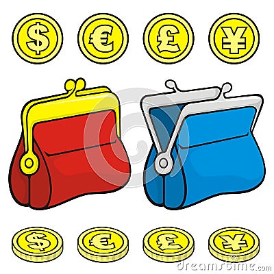 Coin purse wallet Vector Illustration