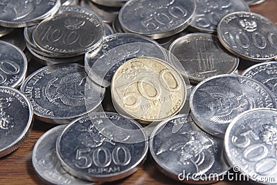 Coin Rupiah - Indonesian Money Stock Photo
