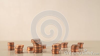 Coin stacks different ups, Risk management business financial and investment, Copy space Stock Photo