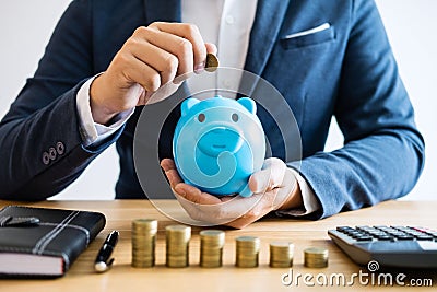 Coin stacks for step up growing business to profit and saving wi Stock Photo