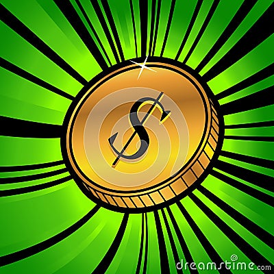 Coin with symbol of us dollar currency Vector Illustration