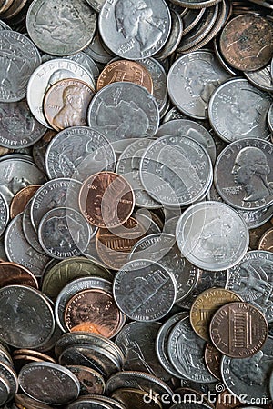 Coin texture background with a pile of coins everywhere Stock Photo