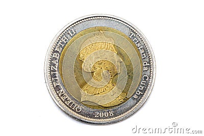 A coin from Tristan Da Cunha Editorial Stock Photo