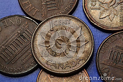 Coins of Canada Editorial Stock Photo