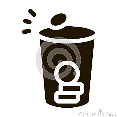 coins in cup icon Vector Glyph Illustration Vector Illustration