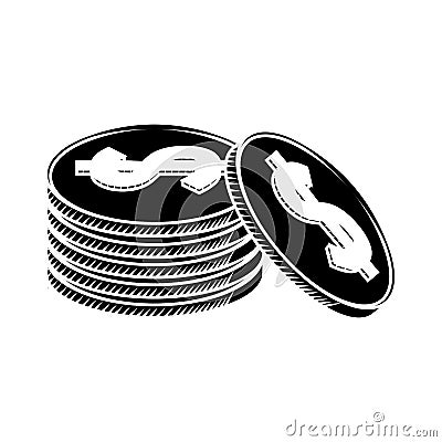 Coins currency money stack pictogram Vector Illustration