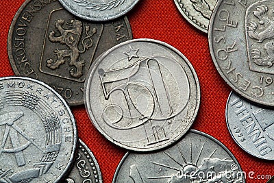 Coins of the Czechoslovak Socialist Republic Stock Photo