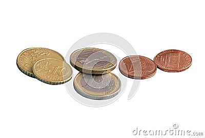 Coins, the euro, money, isolate Stock Photo