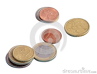 Coins, the euro, money, isolate Stock Photo