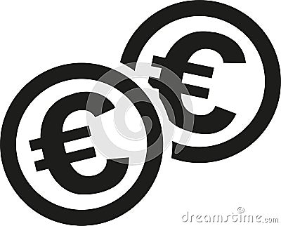 Coins with euro signs Stock Photo