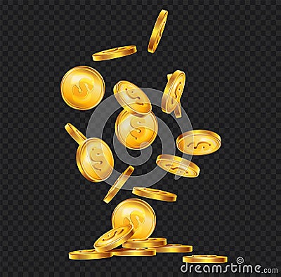 Coins Fall Down Composition Vector Illustration