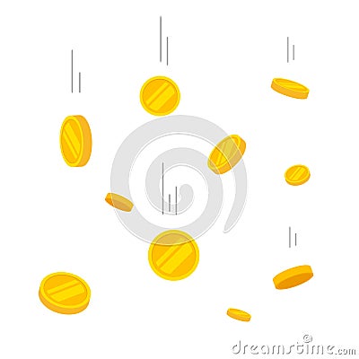 Coins falling vector illustration, gold money flying Vector Illustration