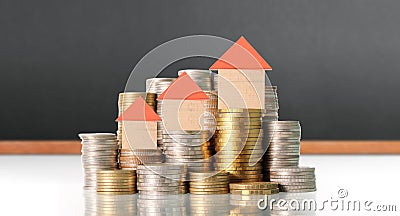 Coins graph stock market Stock Photo