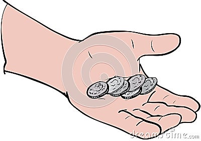 Coins in hand Vector Illustration