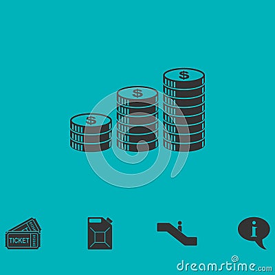 Coins icon flat Vector Illustration