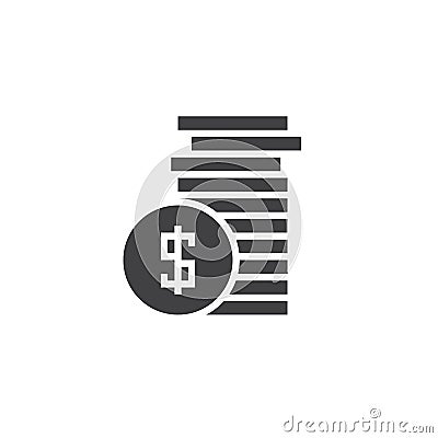 Coins icon vector, money solid logo, pictogram isolated on white Vector Illustration