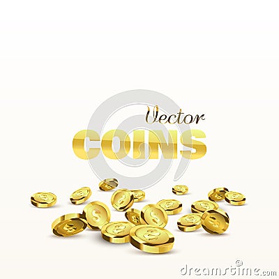 Coins isolated. Gold coins explosion vector illustration. Jackpot concept. Vector Illustration