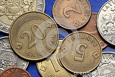 Coins of Latvia Stock Photo