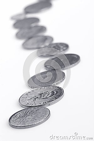 Coins, Money Rill Stock Photo
