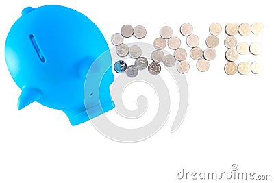 Coins and piggy bank Stock Photo