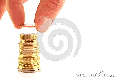 Coins piles Stock Photo