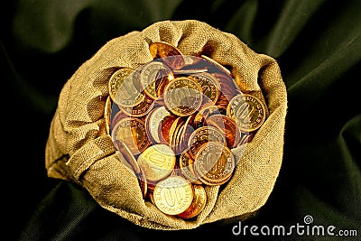 Coins sack Stock Photo