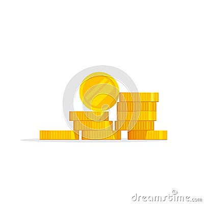 Coins stack vector illustration, icon flat, pile money isolated Vector Illustration