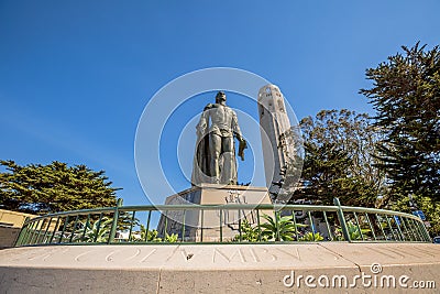 Coit Tower and Christopher Columbus Editorial Stock Photo