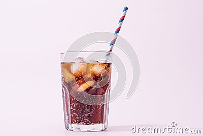 Coke. A cool glass of cola drink with ice Stock Photo