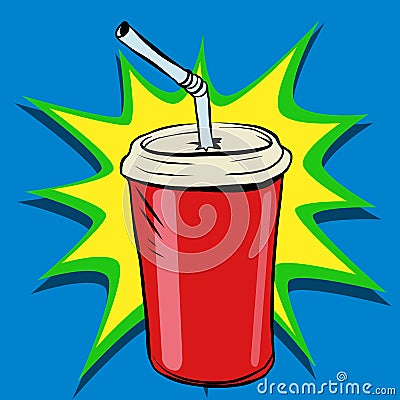 Cola beaker tube fast food drink Vector Illustration