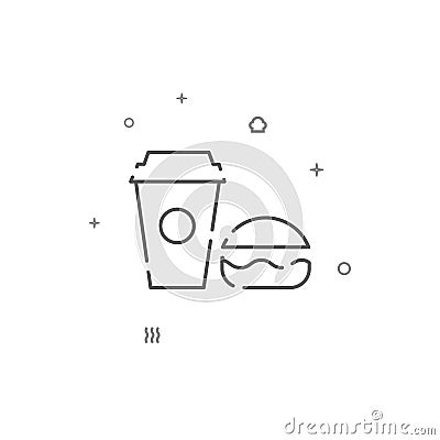 Cola, burger simple vector line icon. Symbol, pictogram, sign isolated on white background. Editable stroke Vector Illustration