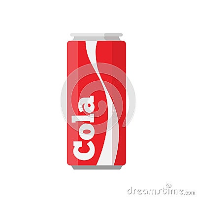 Cola drink can isolated on whiye background. Vector Illustration