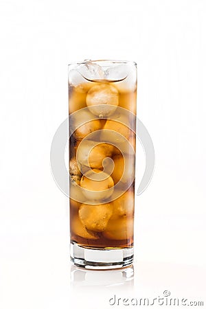 Cola drink glass with ice cubes Stock Photo