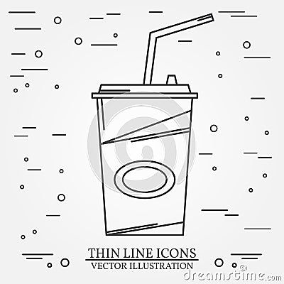 Cola icon.Vector thin line icon cola. For web design and application interface, also useful for infographics. Vector dark grey. Vector Illustration