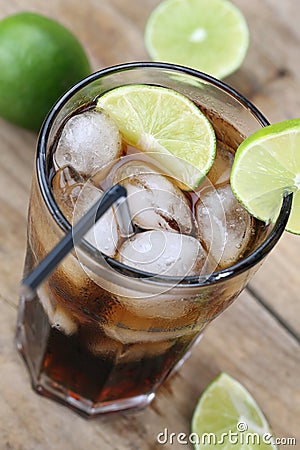 Cola soda drink with ice cubes Stock Photo