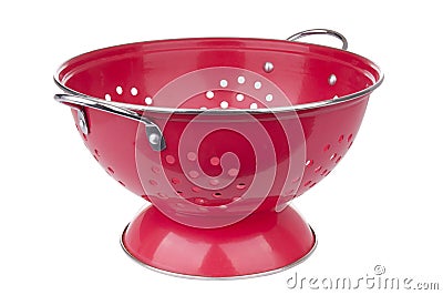 Red Colander Isolated Stock Photo