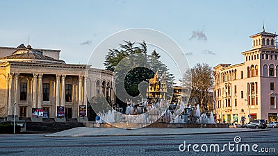 Colchis Fountain & statue , main sqaure in Kutaisi , Georgia Editorial Stock Photo