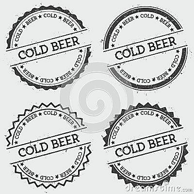 Cold beer insignia stamp isolated on white. Vector Illustration