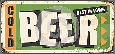 Cold beer retro inscription sign illustration Vector Illustration