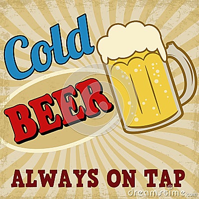 Cold beer retro poster Vector Illustration