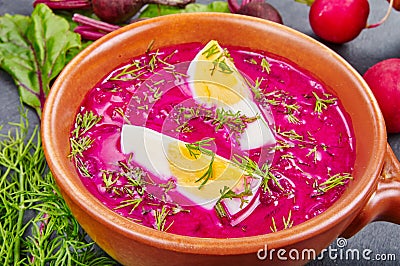 Cold beetroot soup Stock Photo