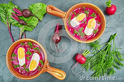 Cold beetroot soup Stock Photo