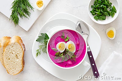 Cold beetroot soup Stock Photo