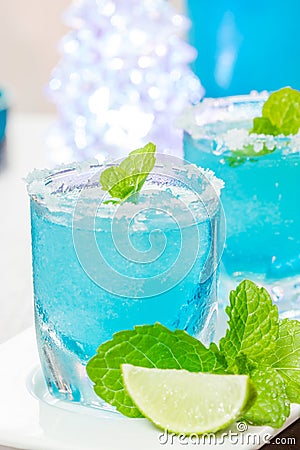 Cold Blue Hawaiian cocktail Stock Photo