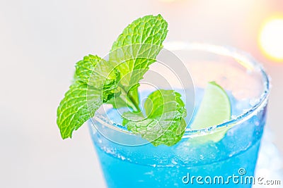 Cold Blue Hawaiian cocktail Stock Photo