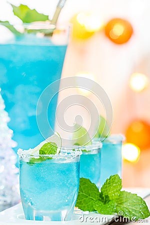 Cold Blue Hawaiian cocktail Stock Photo