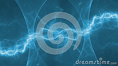 Cold blue plasma lightning, abstract energy and electricity background Stock Photo