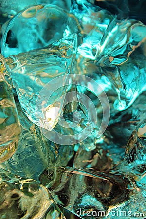 Cold blue,teal and beige colored ice cubes. Stock Photo