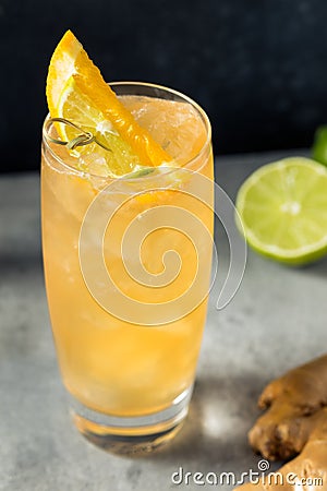 Cold Boozy Rum Anejo Highball Cocktail Stock Photo