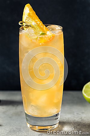 Cold Boozy Rum Anejo Highball Cocktail Stock Photo